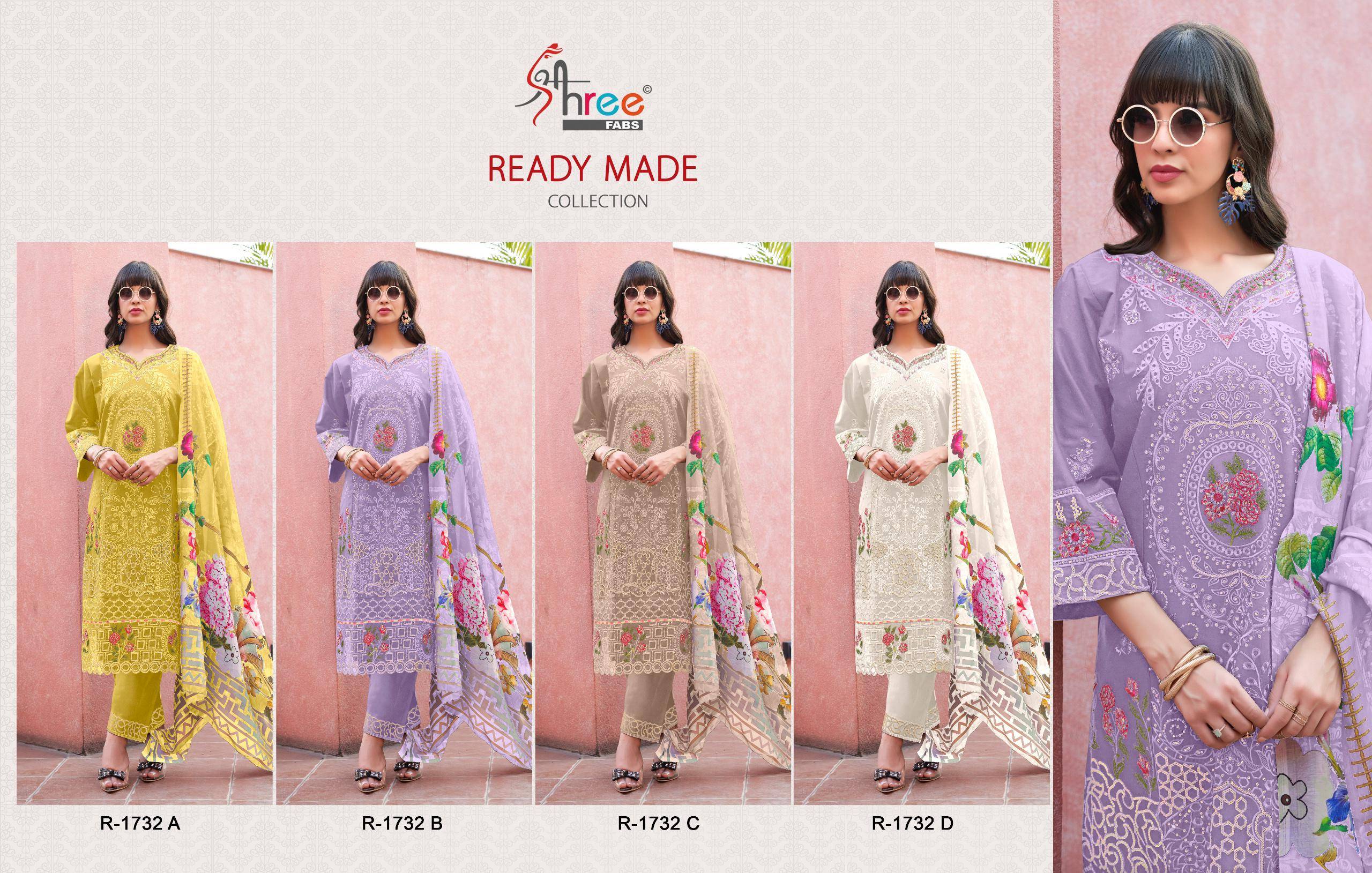 1732 Colors BY Shree fabs 1732 a TO 1732 d SERIES Pakistani Stylish Beautiful Colourful Printed & camric cotton readymade Dresses At Wholesale Price